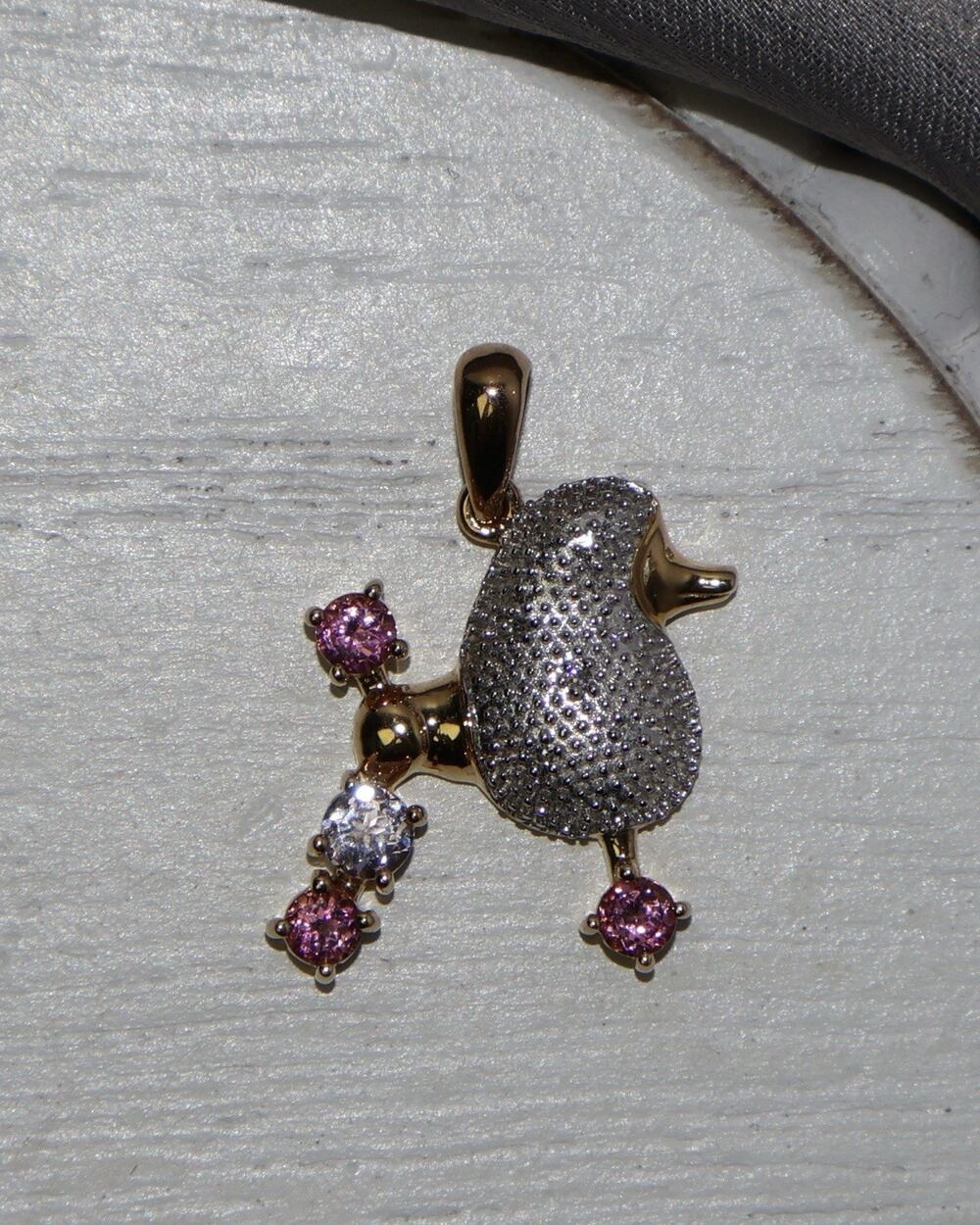 14k Yellow & White Gold Poodle Pendant 3.37G / 0.9in